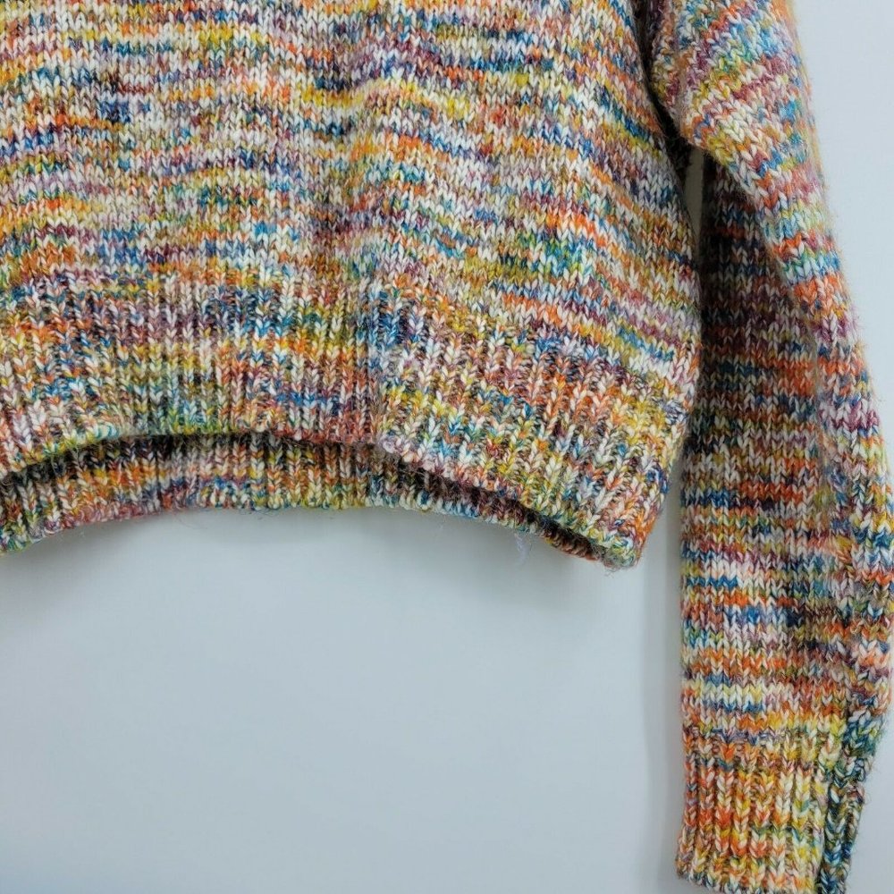 Forever 21 Wool Blend Chunky Knit Crewneck Sweater Multicolor Cropped Small - Picture 6 of 10